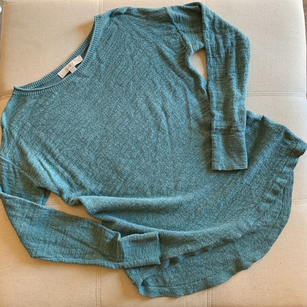 Loft Teal Blue Long Sleeve Tunic Sweater S